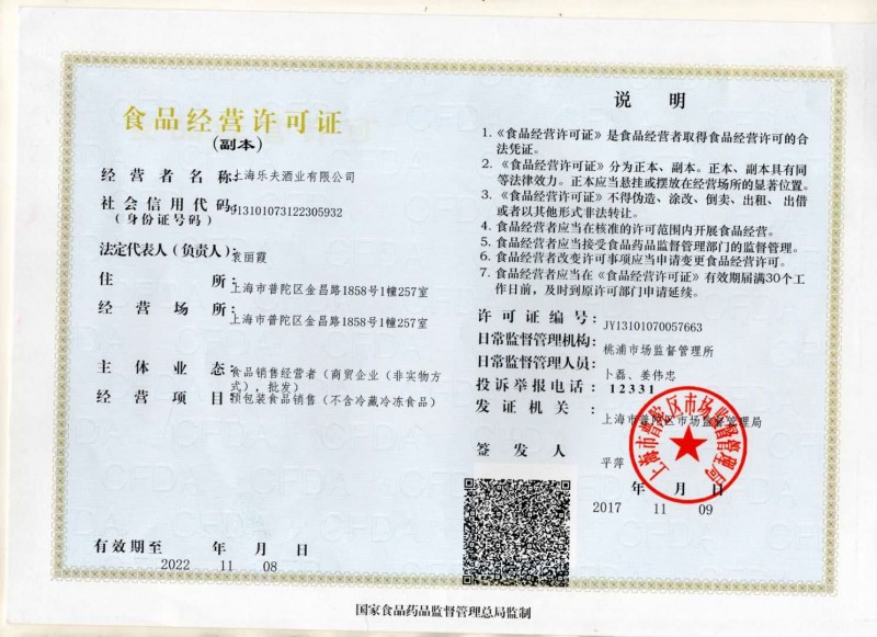 食品經營許可證