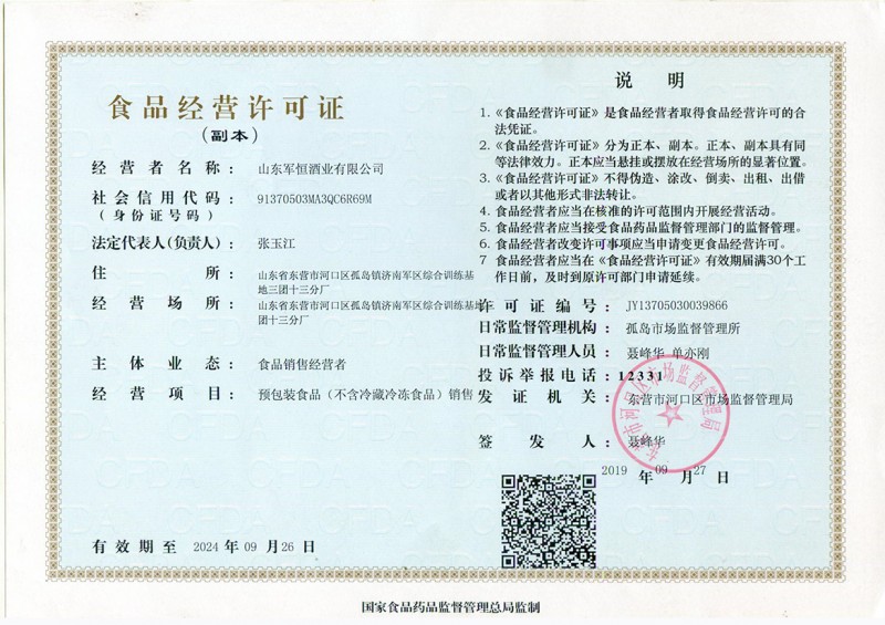 食品經營許可證